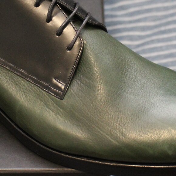 Pierre Hardy Black Calf and Olive Cordovan Leather Oxfords main image 8